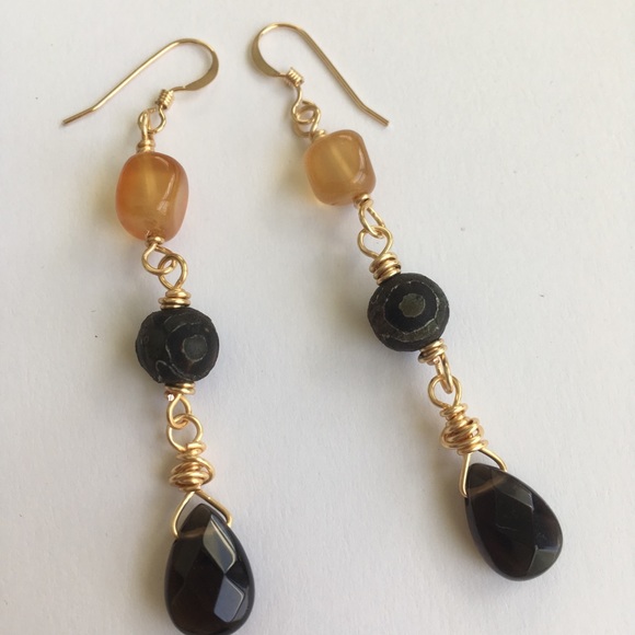 🆕 Smokey Quartz Gold Filled Earrings 📿 - Picture 2 of 3